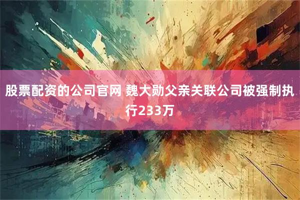 股票配资的公司官网 魏大勋父亲关联公司被强制执行233万